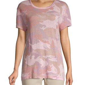 Zadig & Voltaire Walk Camo Linen Tee Shirt pink short sleeve